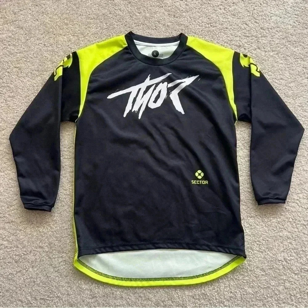 Thor Sector Racing Jersey Shirt Motocross Dirt Bike Youth Boys Size Large Black